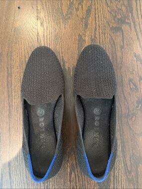 Rothy's Black Knit Flats with Blue Trim